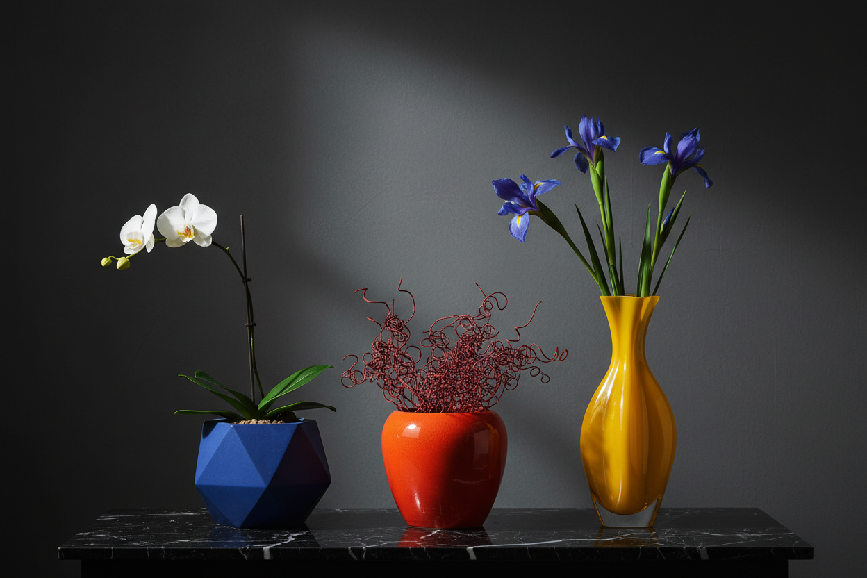Colorful Pots — Dark Background
